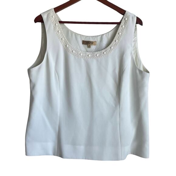 Kasper Women Top 18 Ivory Decorative Bodice Career Layering Professional Neutral - Picture 1 of 11